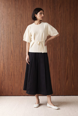 KNIT JUMPER WITH BALLOON SLEEVES - OFF WHITE