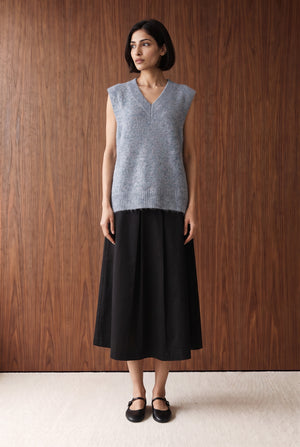 Relaxed Sleeveless Knit Vest - LIGHT BLUE MELANGE