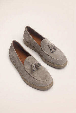 Tassel Detail Slip-On Loafers - Light Grey