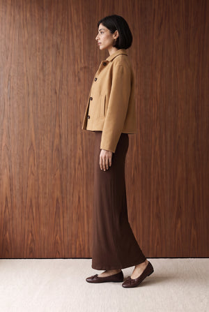 SHORT BUTTON DOWN JACKET - LIGHT BROWN