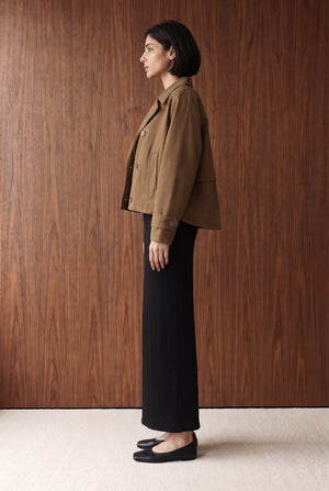 SHORT TRENCH JACKET - BROWN
