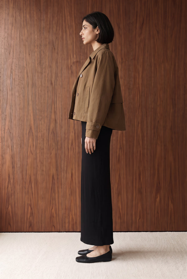 SHORT TRENCH JACKET - BROWN