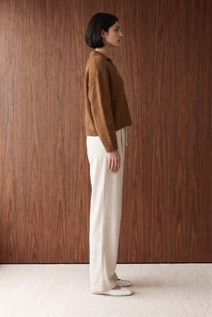 BRUSHED EFFECT KNIT JUMPER - CAMEL BROWN