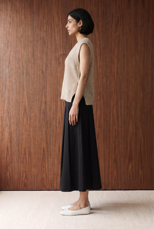 Relaxed Sleeveless Knit Vest - SAND MELANGE